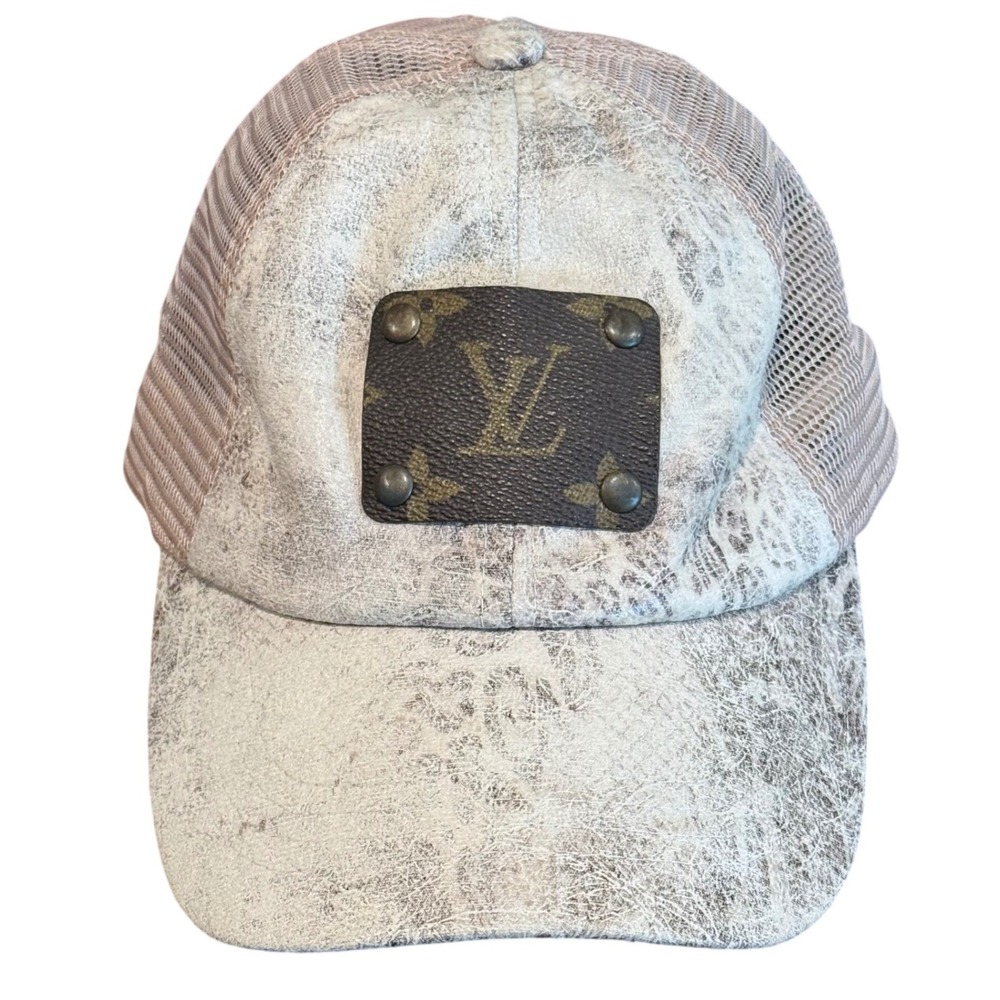 C.C. Trucker Hat Louis Vuitton Upcycled Patch Women One Size Ponytail Baseball
